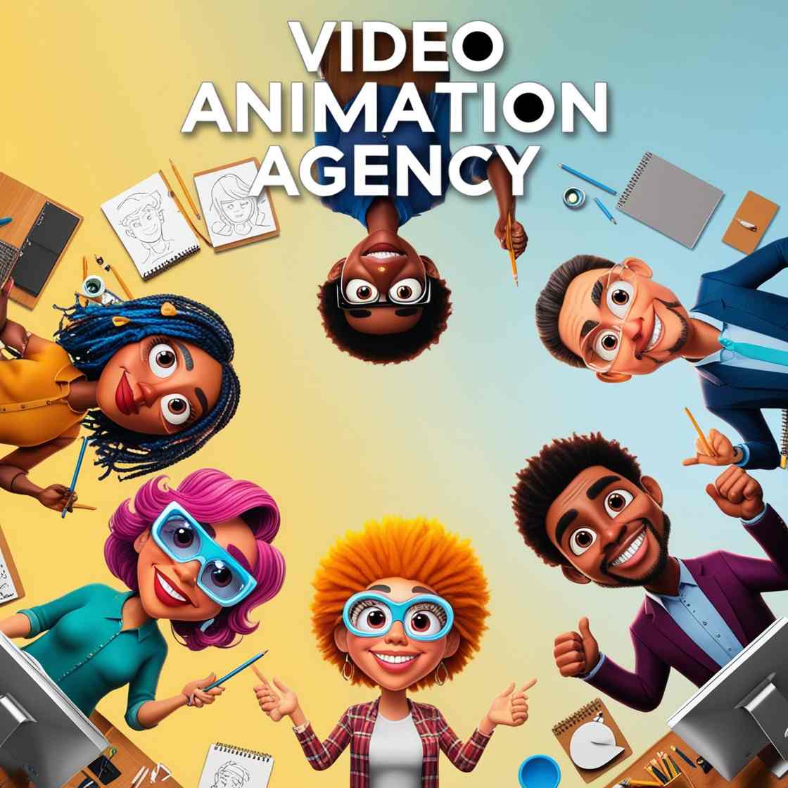 labeled 'video animation agency' in bold, modern, silver font