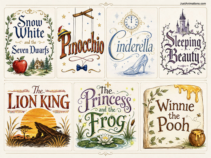 Hand-Drawn Cartoon Animations by Disney Studios