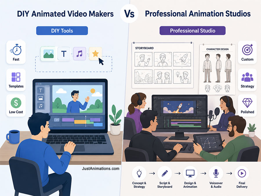 DIY Animated Video Makers vs Professional Animation Studio