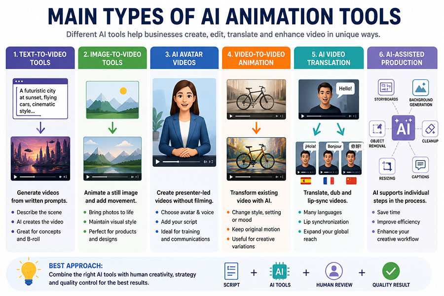 Main Types of AI Animation Tools